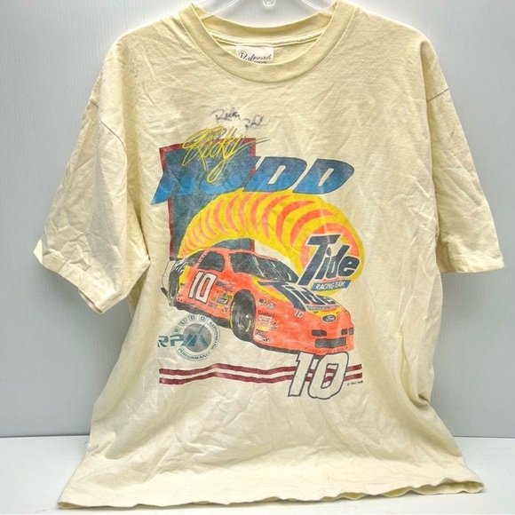 Vintage Racing Ricky Rudd- Autographed Graphic Tee by- Cream - Picture 1 of 5